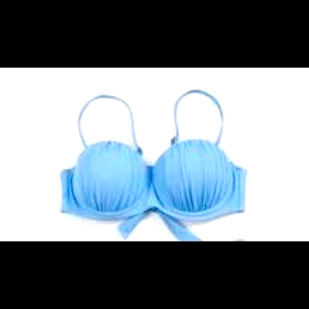 Blue ruched push up bikini top size L